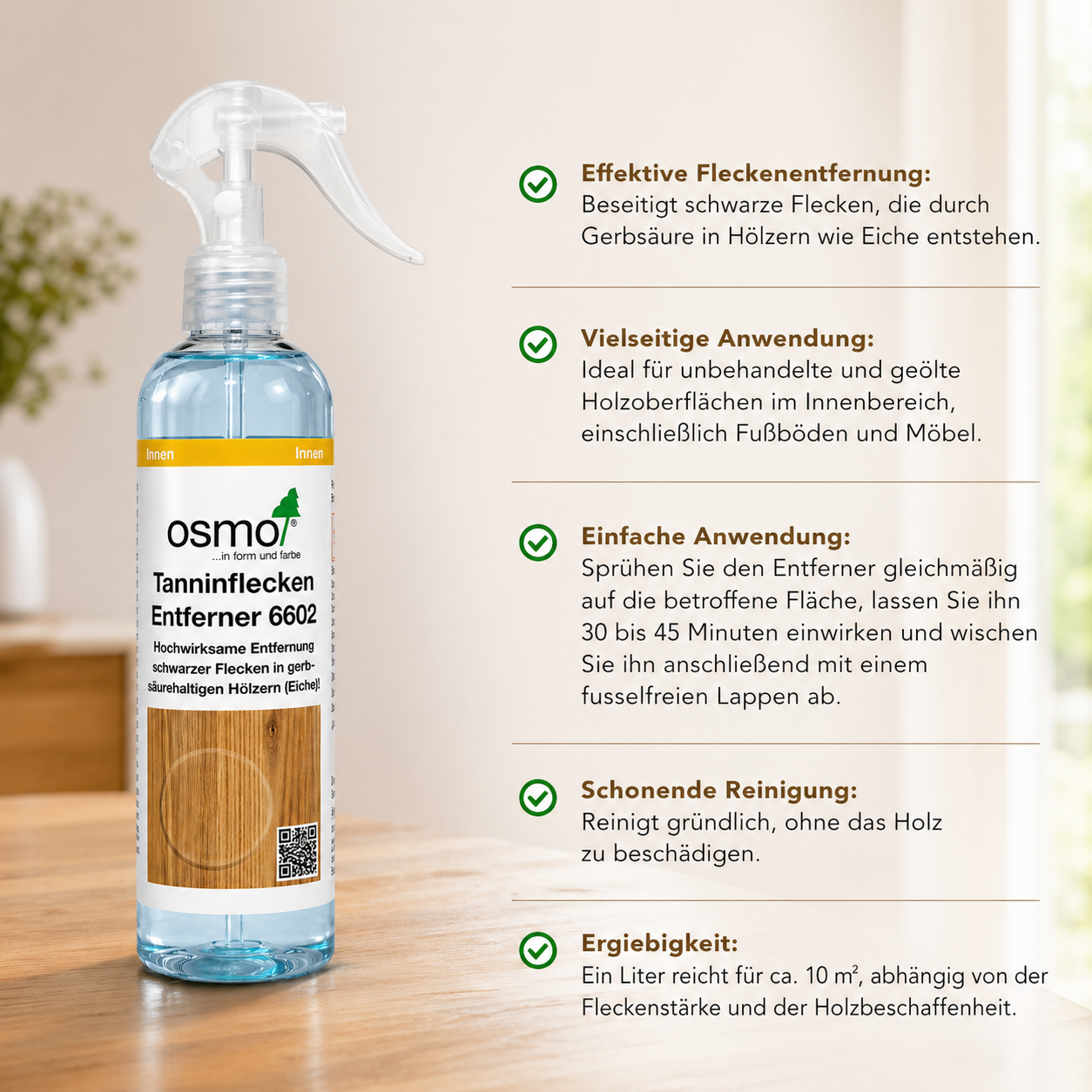 Osmo Tanninflecken Entferner 6602 – Effektive Lösung gegen schwarze Flecken auf Holz Osmo Tanninflecken Entferner 6602 – Effektive Lösung gegen schwarze Flecken auf Holz