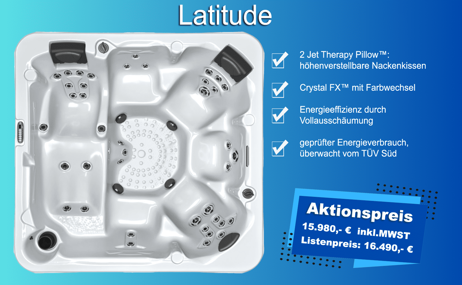 Whirlpool LATITUDE : Aktionspreis 15.980,- € inkl.MWST Listenpreis: 16.490,- €