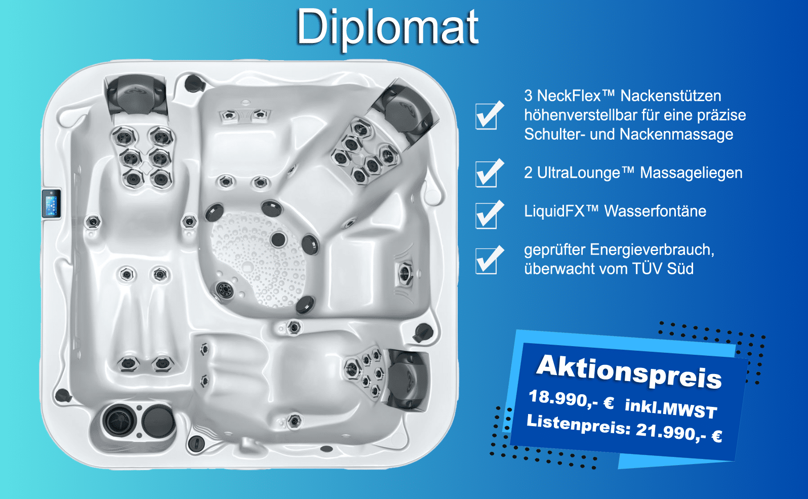 Whirlpool Diplomat: Aktionspreis 18.990,- € inkl.MWST Listenpreis: 21.990,- €