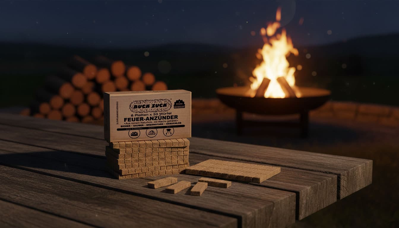 Ruck Zuck Feueranzünder aus Naturholz für Kamin und Grill