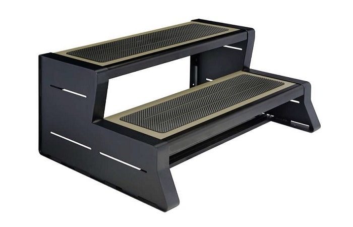 2-stufige Whirlpool Treppe Aus WPC - Rutschfeste Badezimmer Treppe Für Innen & Außen, 60x54x42cm Schwarz