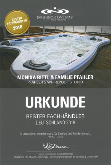 Dimension One Spas Urkunde